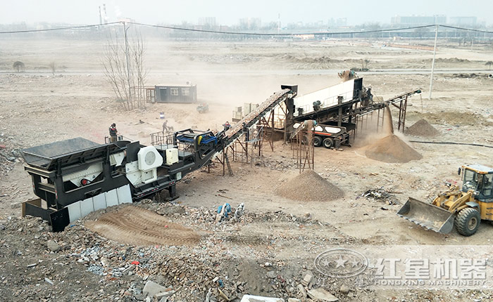 一體式移動砂石粉碎機多機組合