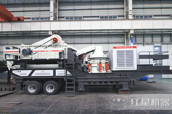 時產100噸的移動式石子破碎機