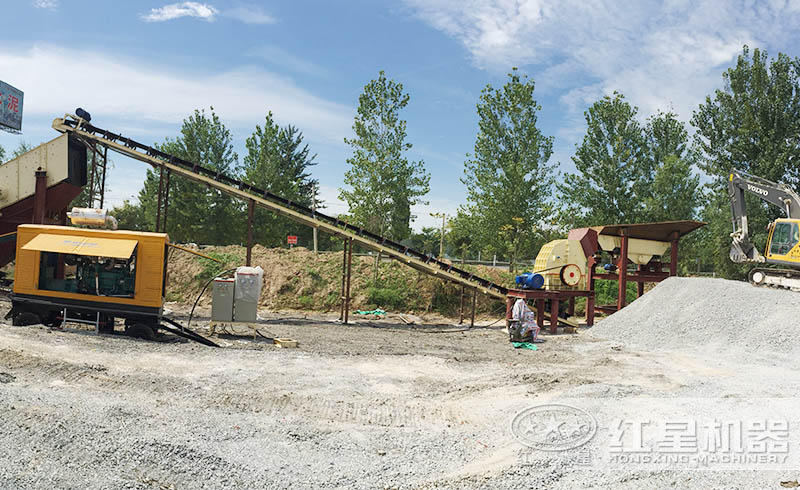 紅星錘式破碎機(jī)碎石現(xiàn)場(chǎng)