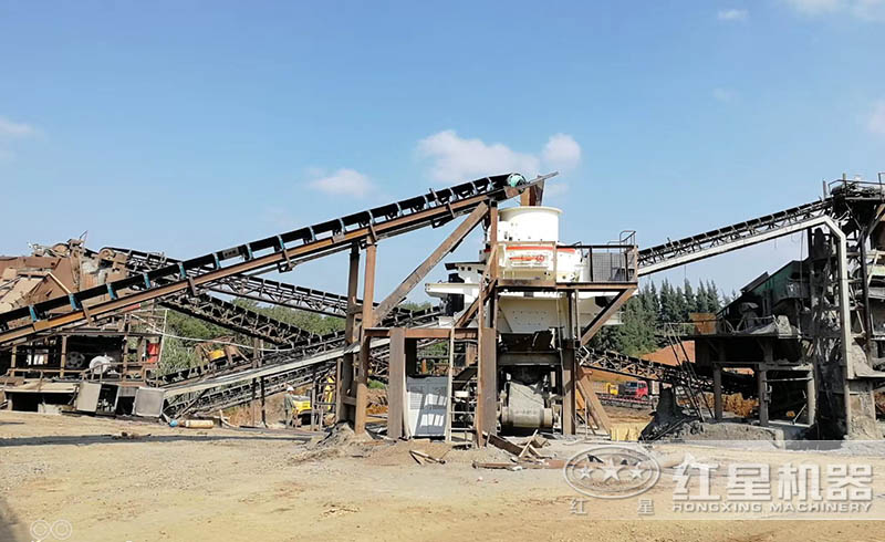 紅星用戶大理石廢料制砂生產(chǎn)線現(xiàn)場