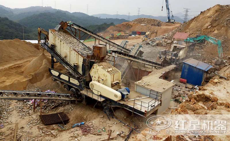 移動式破碎生產(chǎn)線現(xiàn)場