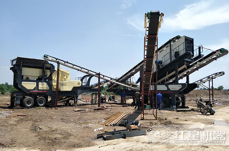 移動式混凝土再生工作現(xiàn)場