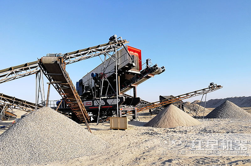 投產(chǎn)中的圓錐破輪胎移動專用制砂機(jī)